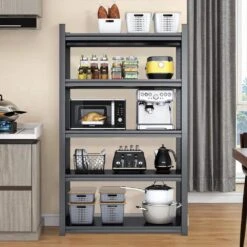 5-Tier Heavy-Duty Metal Storage Shelves: 2000 Lbs. Capacity, Adjustable For Garage And More In Sleek Black 20 5-Tier Heavy-Duty Metal Storage Shelves: 2000 Lbs. Capacity, Adjustable For Garage And More In Sleek Black -FURITURE SALE SHOP black tahanbath pantry organizers z ct 16080b5 d4 1000