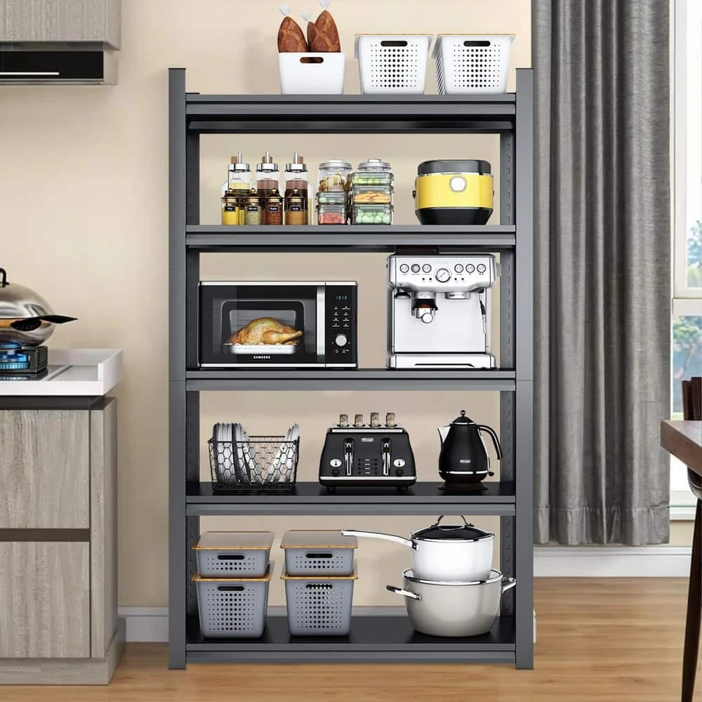 5-Tier Heavy-Duty Metal Storage Shelves: 2000 Lbs. Capacity, Adjustable For Garage And More In Sleek Black 10 5-Tier Heavy-Duty Metal Storage Shelves: 2000 Lbs. Capacity, Adjustable For Garage And More In Sleek Black - Image 10