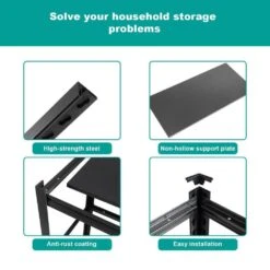 5-Tier Adjustable Metal Shelves For Garage Storage-2000 Lbs. Utility Rack In Black 14 5-Tier Adjustable Metal Shelves For Garage Storage-2000 Lbs. Utility Rack In Black -FURITURE SALE SHOP black tahanbath pantry organizers z ct 18390b5 1f 1000