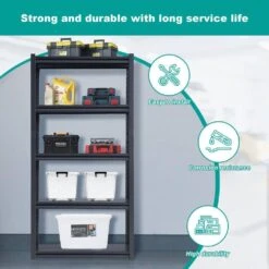 5-Tier Adjustable Metal Shelves For Garage Storage-2000 Lbs. Utility Rack In Black 13 5-Tier Adjustable Metal Shelves For Garage Storage-2000 Lbs. Utility Rack In Black -FURITURE SALE SHOP black tahanbath pantry organizers z ct 18390b5 4f 1000