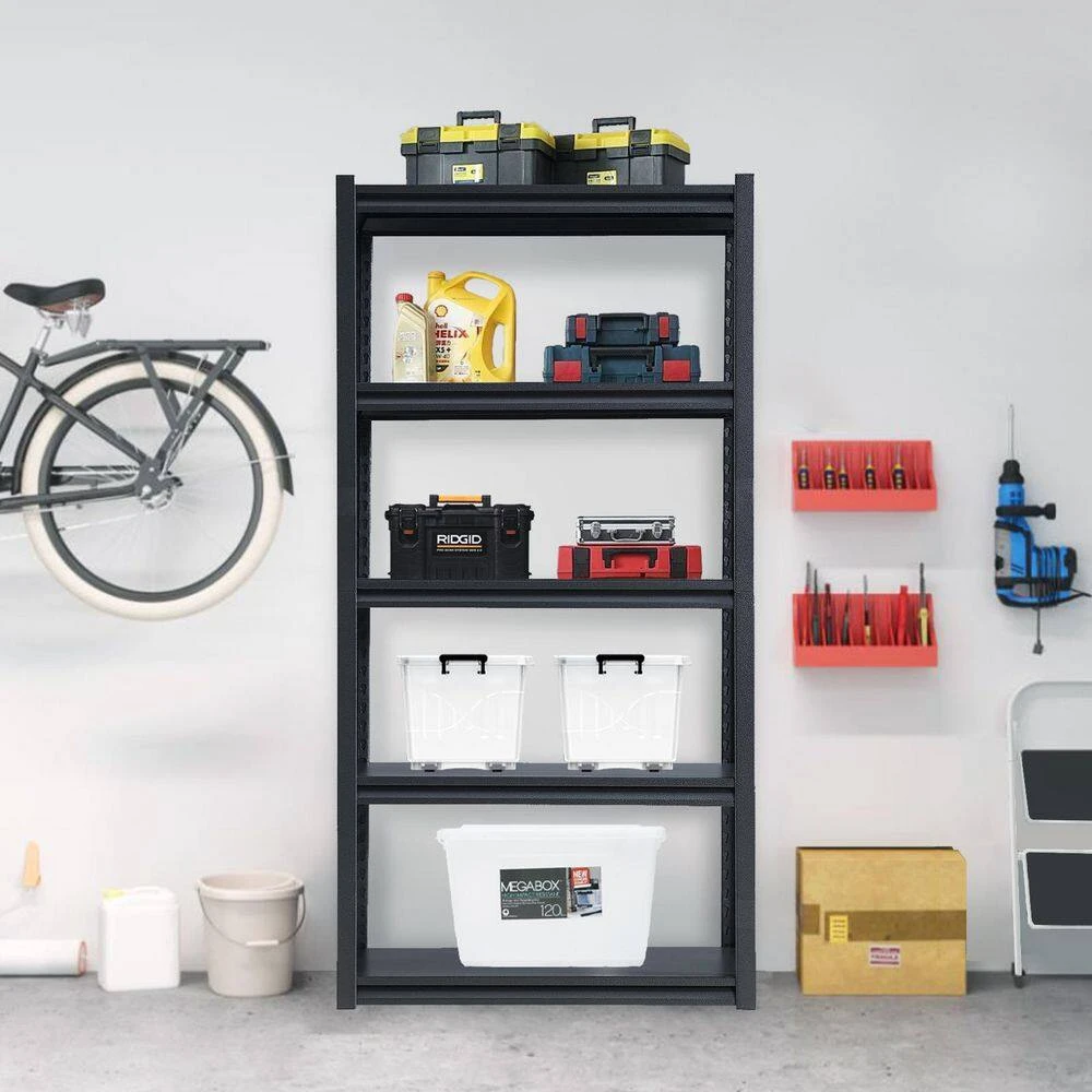 5-Tier Adjustable Metal Shelves For Garage Storage-2000 Lbs. Utility Rack In Black 1 5-Tier Adjustable Metal Shelves For Garage Storage-2000 Lbs. Utility Rack In Black