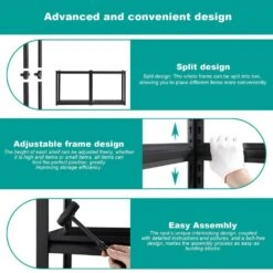 5-Tier Adjustable Metal Shelves For Garage Storage-2000 Lbs. Utility Rack In Black 17 5-Tier Adjustable Metal Shelves For Garage Storage-2000 Lbs. Utility Rack In Black -FURITURE SALE SHOP black tahanbath pantry organizers z ct 18390b5 76 1000