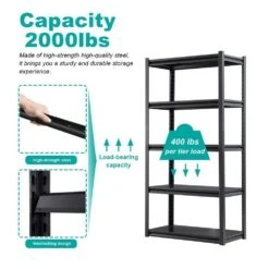 5-Tier Adjustable Metal Shelves For Garage Storage-2000 Lbs. Utility Rack In Black 16 5-Tier Adjustable Metal Shelves For Garage Storage-2000 Lbs. Utility Rack In Black -FURITURE SALE SHOP black tahanbath pantry organizers z ct 18390b5 fa 1000