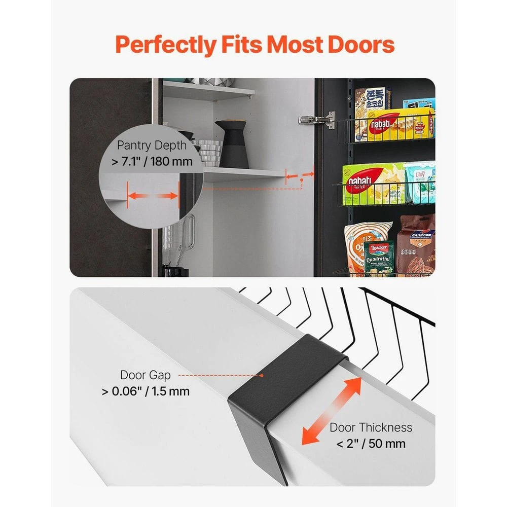 9-Tier Over The Door Pantry Organizer Hanging Storage Rack Adjustable Kitchen In Black 5 9-Tier Over The Door Pantry Organizer Hanging Storage Rack Adjustable Kitchen In Black - Image 5