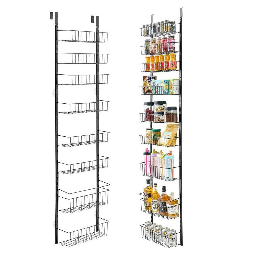 9-Tier Over The Door Pantry Organizer Hanging Storage Rack Adjustable Kitchen In Black 4 9-Tier Over The Door Pantry Organizer Hanging Storage Rack Adjustable Kitchen In Black - Image 4