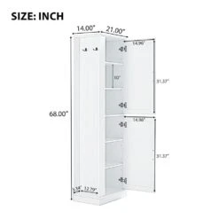 Tall Bathroom Storage Cabinet, Freestanding Storage Cabinet With Hook And Adjustable Shelf, MDF Board, Black 15 Tall Bathroom Storage Cabinet, Freestanding Storage Cabinet With Hook And Adjustable Shelf, MDF Board, Black -FURITURE SALE SHOP black tahanbath pantry organizers z n725p241834b 31 1000