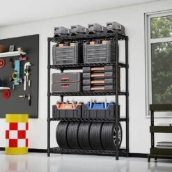 5-Tier 1750 Lbs. Steel Storage Shelving Unit-17.7 In. D X 47.2 In. W X 72.3 In. H In Black -FURITURE SALE SHOP black tahanbath pantry organizers z t3651p340266 1f 1000