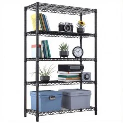 5-Tier 1750 Lbs. Steel Storage Shelving Unit-17.7 In. D X 47.2 In. W X 72.3 In. H In Black -FURITURE SALE SHOP black tahanbath pantry organizers z t3651p340266 4f 1000