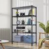 5-Tier 1750 Lbs. Steel Storage Shelving Unit-17.7 In. D X 47.2 In. W X 72.3 In. H In Black