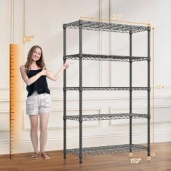 5-Tier 1750 Lbs. Steel Storage Shelving Unit-17.7 In. D X 47.2 In. W X 72.3 In. H In Black -FURITURE SALE SHOP black tahanbath pantry organizers z t3651p340266 fa 1000