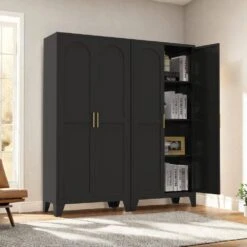 61 In 2 Shapely Doors Cabinet, Metal Storage Cabinet With Doors And Adjustable Shelves In Black 12 61 In 2 Shapely Doors Cabinet, Metal Storage Cabinet With Doors And Adjustable Shelves In Black -FURITURE SALE SHOP black tahanbath pantry organizers z w1162127385 44 1000