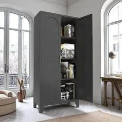 61 In 2 Shapely Doors Cabinet, Metal Storage Cabinet With Doors And Adjustable Shelves In Black 10 61 In 2 Shapely Doors Cabinet, Metal Storage Cabinet With Doors And Adjustable Shelves In Black -FURITURE SALE SHOP black tahanbath pantry organizers z w1162127385 4f 1000