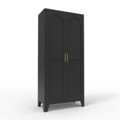 61 In 2 Shapely Doors Cabinet, Metal Storage Cabinet With Doors And Adjustable Shelves In Black