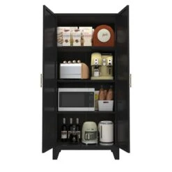 61 In 2 Shapely Doors Cabinet, Metal Storage Cabinet With Doors And Adjustable Shelves In Black 14 61 In 2 Shapely Doors Cabinet, Metal Storage Cabinet With Doors And Adjustable Shelves In Black -FURITURE SALE SHOP black tahanbath pantry organizers z w1162127385 76 1000