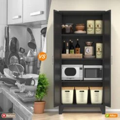 61 In 2 Shapely Doors Cabinet, Metal Storage Cabinet With Doors And Adjustable Shelves In Black 13 61 In 2 Shapely Doors Cabinet, Metal Storage Cabinet With Doors And Adjustable Shelves In Black -FURITURE SALE SHOP black tahanbath pantry organizers z w1162127385 fa 1000