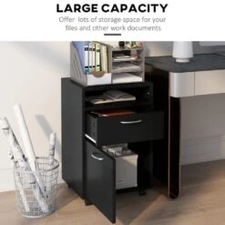 Mobile Storage Cabinet Organizer With Drawer And Cabinet, Printer Stand With Castors, Black 11 Mobile Storage Cabinet Organizer With Drawer And Cabinet, Printer Stand With Castors, Black -FURITURE SALE SHOP black tahanbath pantry organizers z w1247p173320 1f 1000