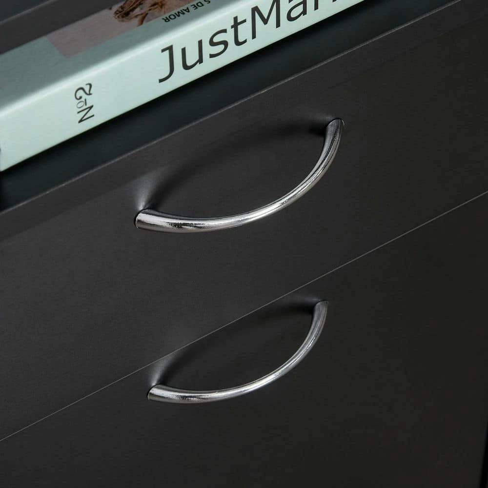 Mobile Storage Cabinet Organizer With Drawer And Cabinet, Printer Stand With Castors, Black 3 Mobile Storage Cabinet Organizer With Drawer And Cabinet, Printer Stand With Castors, Black - Image 3