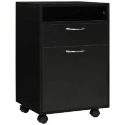 Mobile Storage Cabinet Organizer With Drawer And Cabinet, Printer Stand With Castors, Black