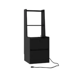 Modern Nightstand: Charging Station, Night Light, Bookshelf In Black -FURITURE SALE SHOP black tahanbath pantry organizers z w1247p179955 1f 1000
