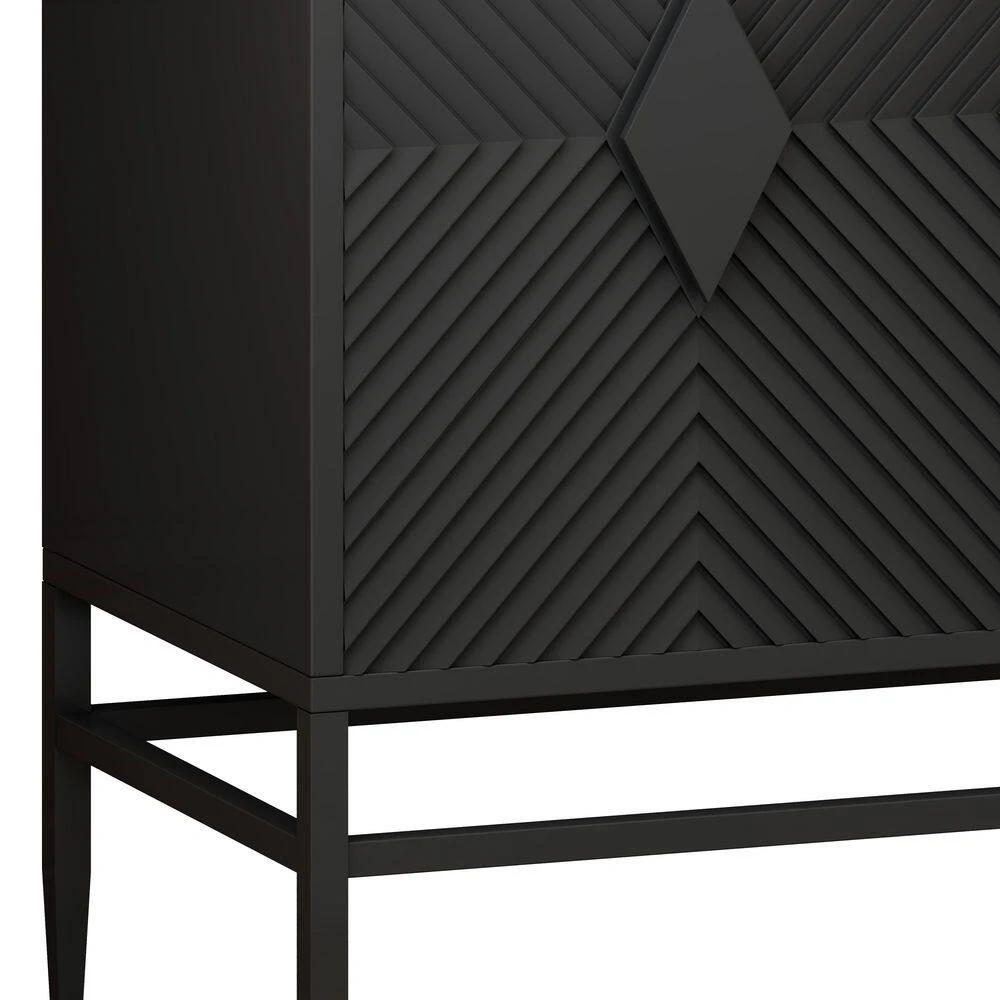31.5 In. Black Modern 2-Door Wooden Accent Cabinet With Metal Legs, 2-Tier Storage, For Living, Entryway 6 31.5 In. Black Modern 2-Door Wooden Accent Cabinet With Metal Legs, 2-Tier Storage, For Living, Entryway - Image 6
