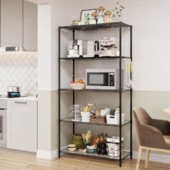 5 Tier Shelf Wire Shelving Unit-5T-1636-B-LKJ, 72H In Black 13 5 Tier Shelf Wire Shelving Unit-5T-1636-B-LKJ, 72H In Black -FURITURE SALE SHOP black tahanbath pantry organizers z w1550131995 4f 1000