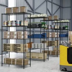 5 Tier Shelf Wire Shelving Unit-5T-1636-B-LKJ, 72H In Black