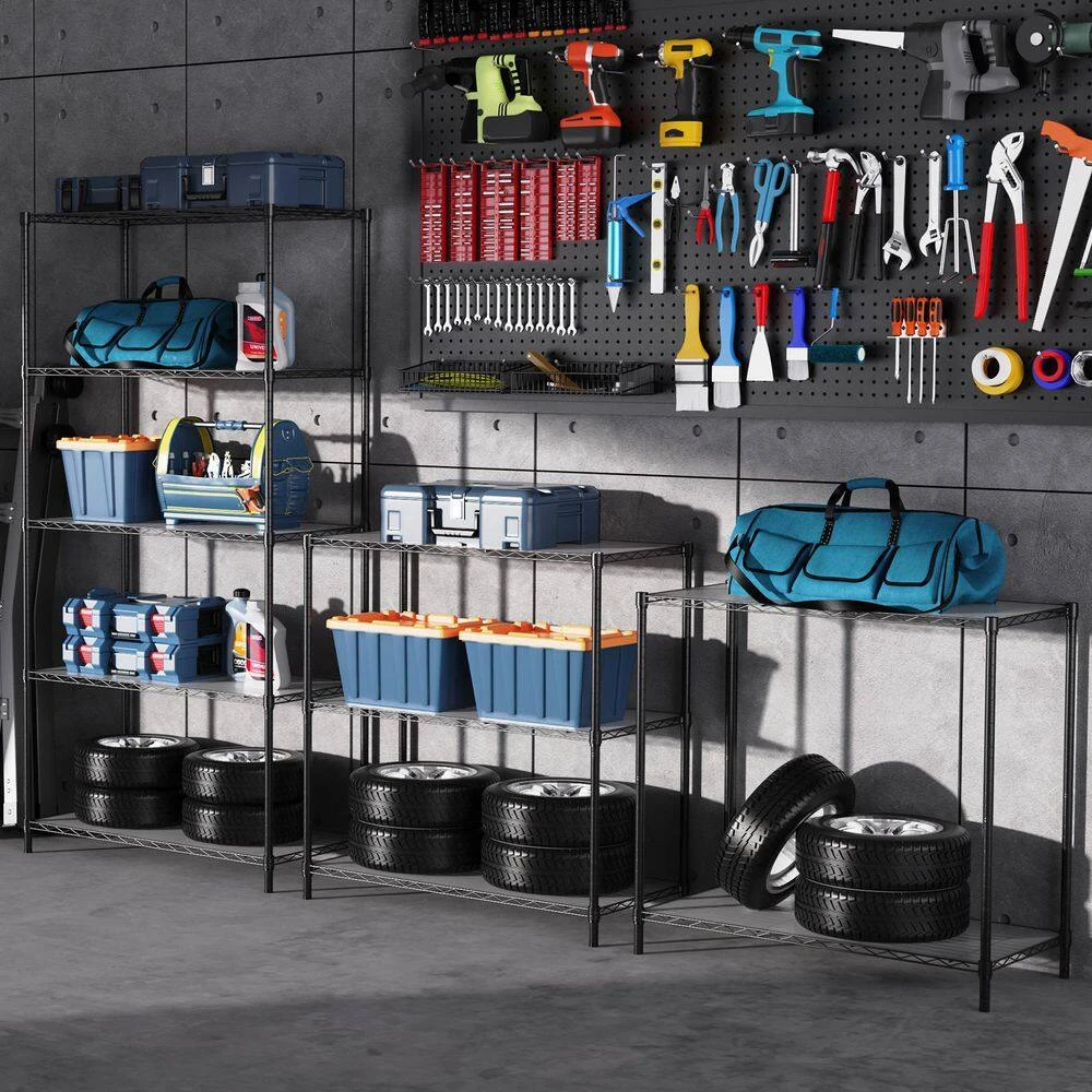 5 Tier Shelf Wire Shelving Unit-5T-1636-B-LKJ, 72H In Black 8 5 Tier Shelf Wire Shelving Unit-5T-1636-B-LKJ, 72H In Black - Image 8