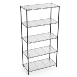 5 Tier Shelf Wire Shelving Unit-5T-1636-B-LKJ, 72H In Black 16 5 Tier Shelf Wire Shelving Unit-5T-1636-B-LKJ, 72H In Black -FURITURE SALE SHOP black tahanbath pantry organizers z w1550131995 fa 1000