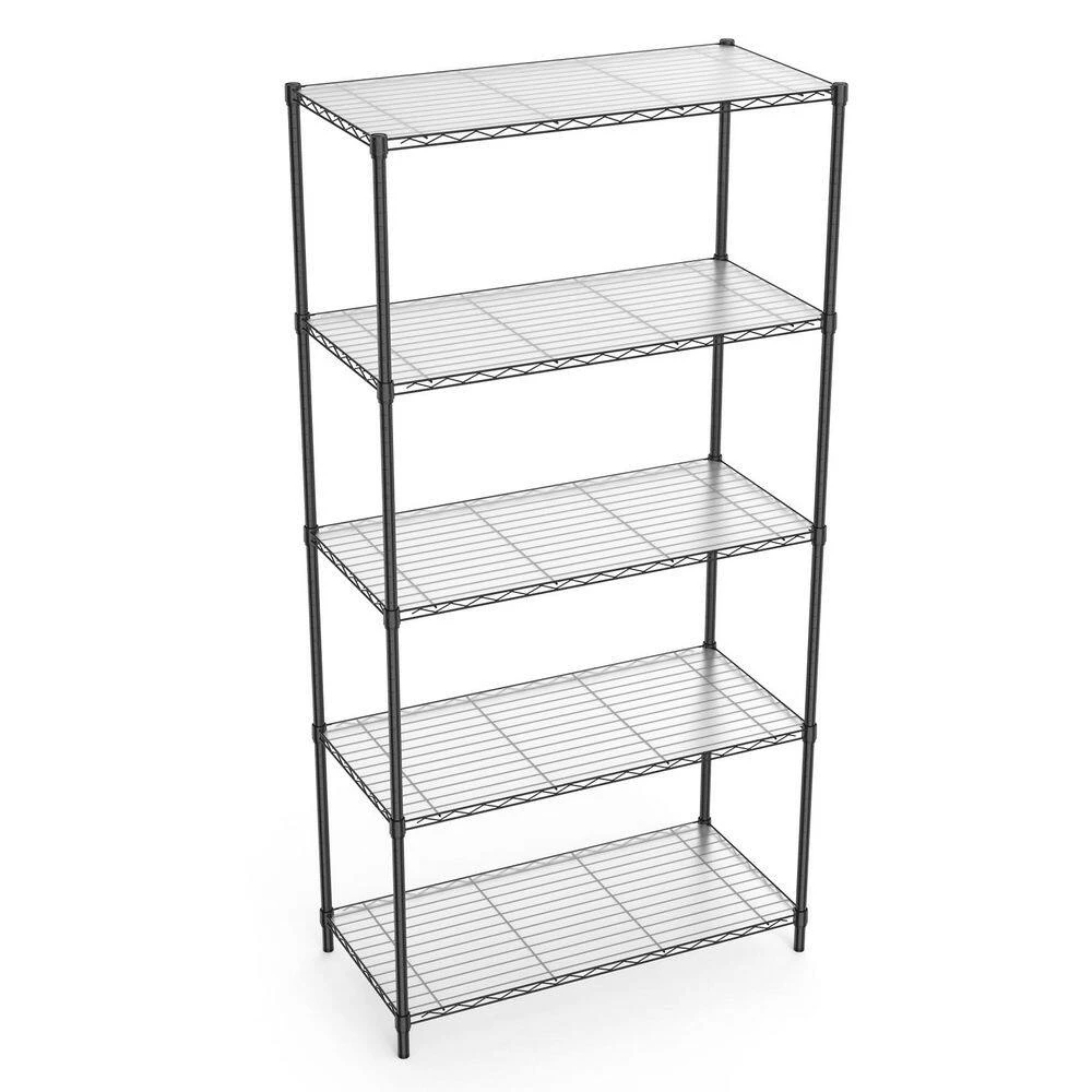5 Tier Shelf Wire Shelving Unit-5T-1636-B-LKJ, 72H In Black 7 5 Tier Shelf Wire Shelving Unit-5T-1636-B-LKJ, 72H In Black - Image 7