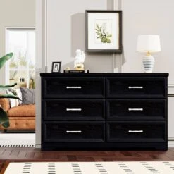 6-Drawer Dresser With 3-Drawer Chest, Metal Pulls, For Living, Bed, Hallways. Black 47.6 In. L X 15.7 In. W X 28.9 In. H 18 6-Drawer Dresser With 3-Drawer Chest, Metal Pulls, For Living, Bed, Hallways. Black 47.6 In. L X 15.7 In. W X 28.9 In. H -FURITURE SALE SHOP black tahanbath pantry organizers z w1668p162670 76 1000