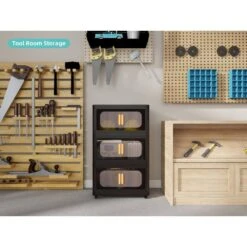 4-Tier Plastic Storage Cabinet: 20 In. Side Wide, Wheelsand Magnetic Door In Black 13 4-Tier Plastic Storage Cabinet: 20 In. Side Wide, Wheelsand Magnetic Door In Black -FURITURE SALE SHOP black tahanbath pantry organizers z w167382615 31 1000