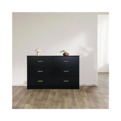 Modern Black 6-Drawer Dresser For Bedroom-Ample Storage Wide Chest Of Drawers, Sturdy And Safe -FURITURE SALE SHOP black tahanbath pantry organizers z w1785118925 1f 1000