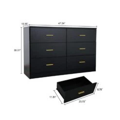 Modern Black 6-Drawer Dresser For Bedroom-Ample Storage Wide Chest Of Drawers, Sturdy And Safe -FURITURE SALE SHOP black tahanbath pantry organizers z w1785118925 c3 1000