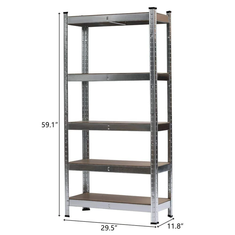 5-Tier Galvanized Metal Storage Rack: Heavy Duty, Adjustable Shelves In Black 2 5-Tier Galvanized Metal Storage Rack: Heavy Duty, Adjustable Shelves In Black - Image 2