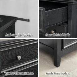 Modern 5-Drawer Dresser: Ideal For Living Room, Farmhouse Style In Black -FURITURE SALE SHOP black tahanbath pantry organizers z w2275p149804 fa 1000