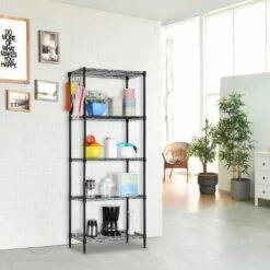 Heavy Duty Modular Metal Shelf : Adjustable, Space-Saving (Kitchen/Garage) In Black -FURITURE SALE SHOP black tahanbath pantry organizers z w2629p176840 1f 1000