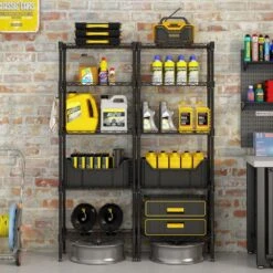 Heavy Duty Modular Metal Shelf : Adjustable, Space-Saving (Kitchen/Garage) In Black -FURITURE SALE SHOP black tahanbath pantry organizers z w2629p176840 31 1000