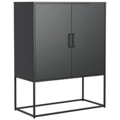 Black Heavy-Duty Metal Sideboard, 2 Shelves, Magnetic Doors Freestanding, For Home, Anti-Tip, Easy Assemble 15 Black Heavy-Duty Metal Sideboard, 2 Shelves, Magnetic Doors Freestanding, For Home, Anti-Tip, Easy Assemble -FURITURE SALE SHOP black tahanbath pantry organizers z w2735p186336 44 1000