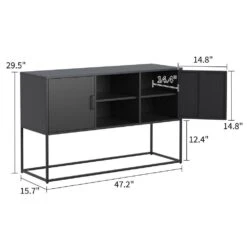 Modern Storage Sideboard Anti-Tilt, Elegant Handles, Magnetic Closure, Eco-Friendly For Home Rooms In Black -FURITURE SALE SHOP black tahanbath pantry organizers z w2735p186339 31 1000