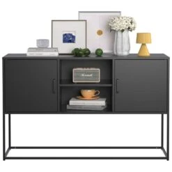 Modern Storage Sideboard Anti-Tilt, Elegant Handles, Magnetic Closure, Eco-Friendly For Home Rooms In Black -FURITURE SALE SHOP black tahanbath pantry organizers z w2735p186339 fa 1000