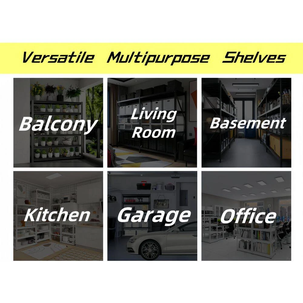 5-Tier Adjustable Metal Storage Solution Heavy-Duty 72 In. H Shelves For Multiple Spaces In Black 4 5-Tier Adjustable Metal Storage Solution Heavy-Duty 72 In. H Shelves For Multiple Spaces In Black - Image 4