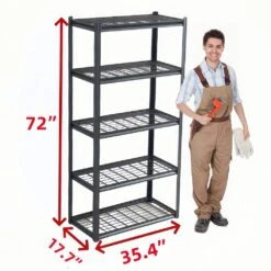 5-Tier Adjustable Metal Storage Solution Heavy-Duty 72 In. H Shelves For Multiple Spaces In Black 11 5-Tier Adjustable Metal Storage Solution Heavy-Duty 72 In. H Shelves For Multiple Spaces In Black -FURITURE SALE SHOP black tahanbath pantry organizers z w2808p234394 fa 1000