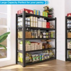 72.05 In. Tall Black Metal Shelves: 5 Removable Dividers, Ideal For Garage, Kitchen And Office -FURITURE SALE SHOP black tahanbath pantry organizers z w328p193845 31 1000
