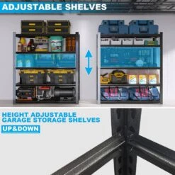 72.05 In. Tall Black Metal Shelves: 5 Removable Dividers, Ideal For Garage, Kitchen And Office -FURITURE SALE SHOP black tahanbath pantry organizers z w328p193845 44 1000
