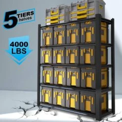 72.05 In. Tall Black Metal Shelves: 5 Removable Dividers, Ideal For Garage, Kitchen And Office -FURITURE SALE SHOP black tahanbath pantry organizers z w328p193845 76 1000