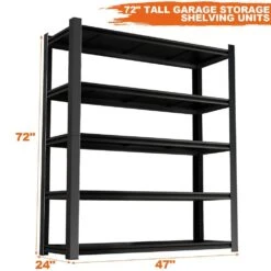 72.05 In. Tall Black Metal Shelves: 5 Removable Dividers, Ideal For Garage, Kitchen And Office -FURITURE SALE SHOP black tahanbath pantry organizers z w328p193845 c3 1000