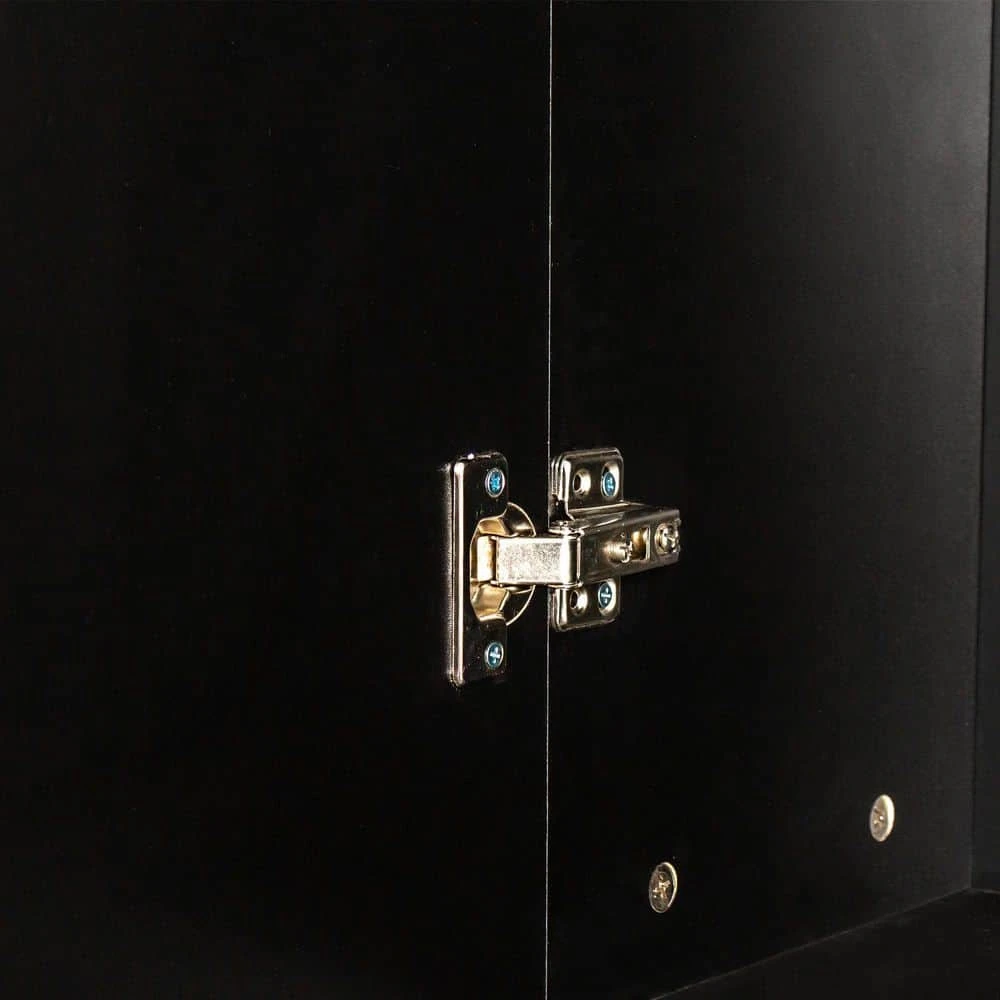 Freestanding Cabinet With Inadjustable Shelves And 2 Doors For Kitchen, Dining Room, Black 8 Freestanding Cabinet With Inadjustable Shelves And 2 Doors For Kitchen, Dining Room, Black - Image 8