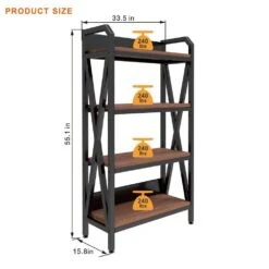 55 In. 4-Level Metal And Wooden Bakers Rack-Kitchen Storage Shelves For Garage, Pantry And More In Black -FURITURE SALE SHOP black tahanbath pantry organizers z w3387p312343 fa 1000