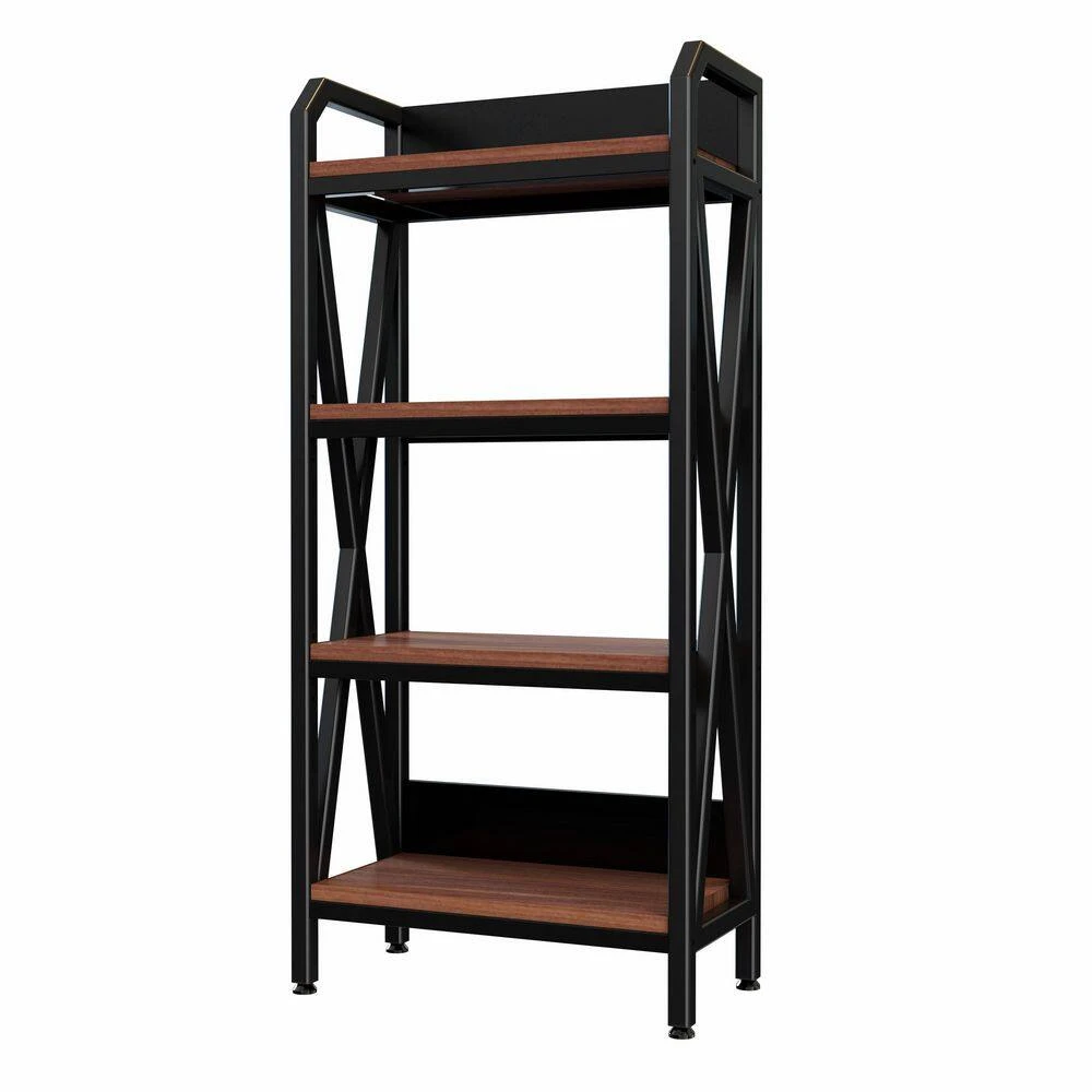 56.30 In. 4-Level Metal And Wooden Bakers Rack-Kitchen Storage Shelves For Garage And Pantry In Black 2 56.30 In. 4-Level Metal And Wooden Bakers Rack-Kitchen Storage Shelves For Garage And Pantry In Black - Image 2