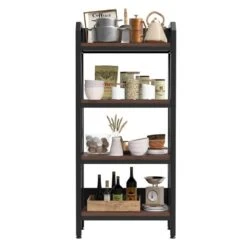 56.30 In. 4-Level Metal And Wooden Bakers Rack-Kitchen Storage Shelves For Garage And Pantry In Black 12 56.30 In. 4-Level Metal And Wooden Bakers Rack-Kitchen Storage Shelves For Garage And Pantry In Black -FURITURE SALE SHOP black tahanbath pantry organizers z w3387p312345 66 1000